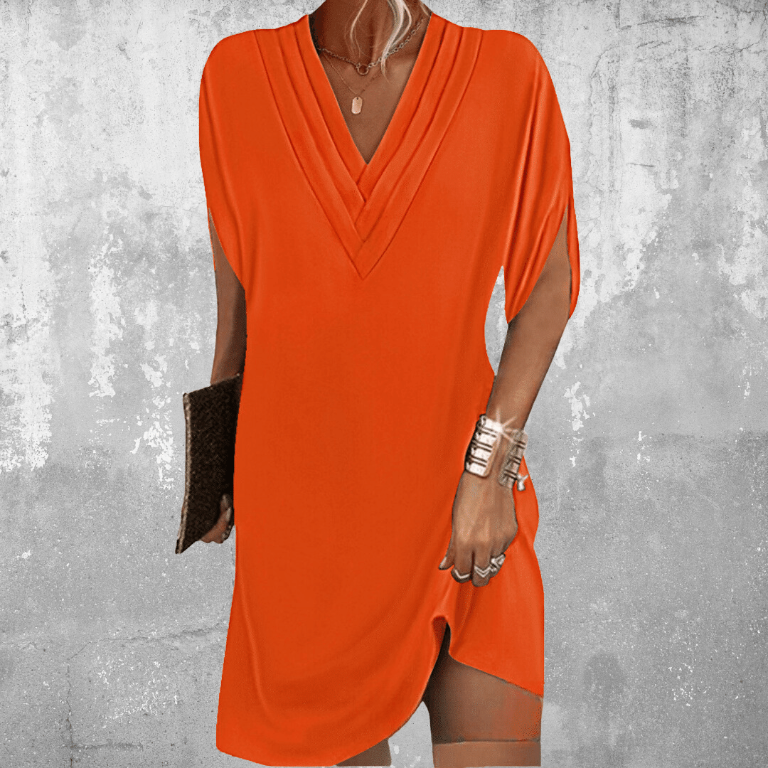 Noelle™ - Elegant V-Neck Shift Dress