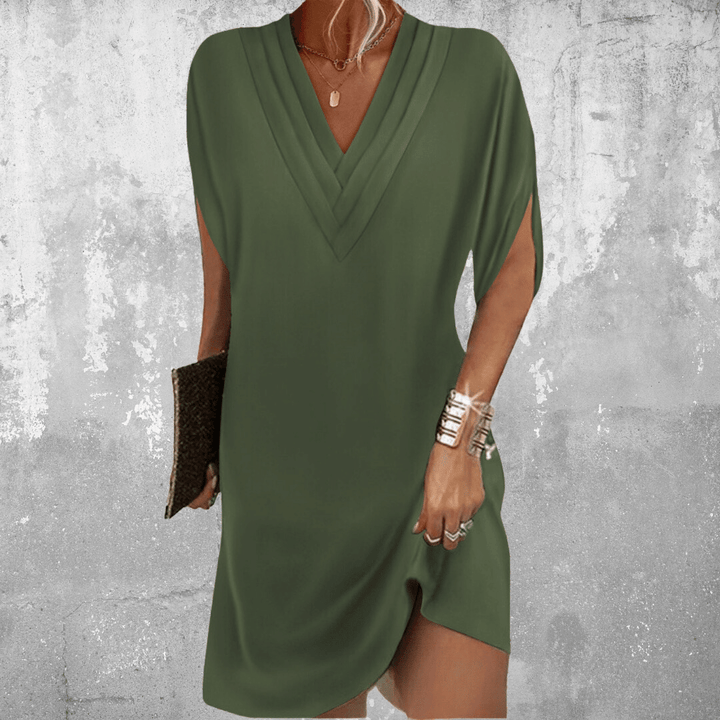 Noelle™ - Elegant V-Neck Shift Dress