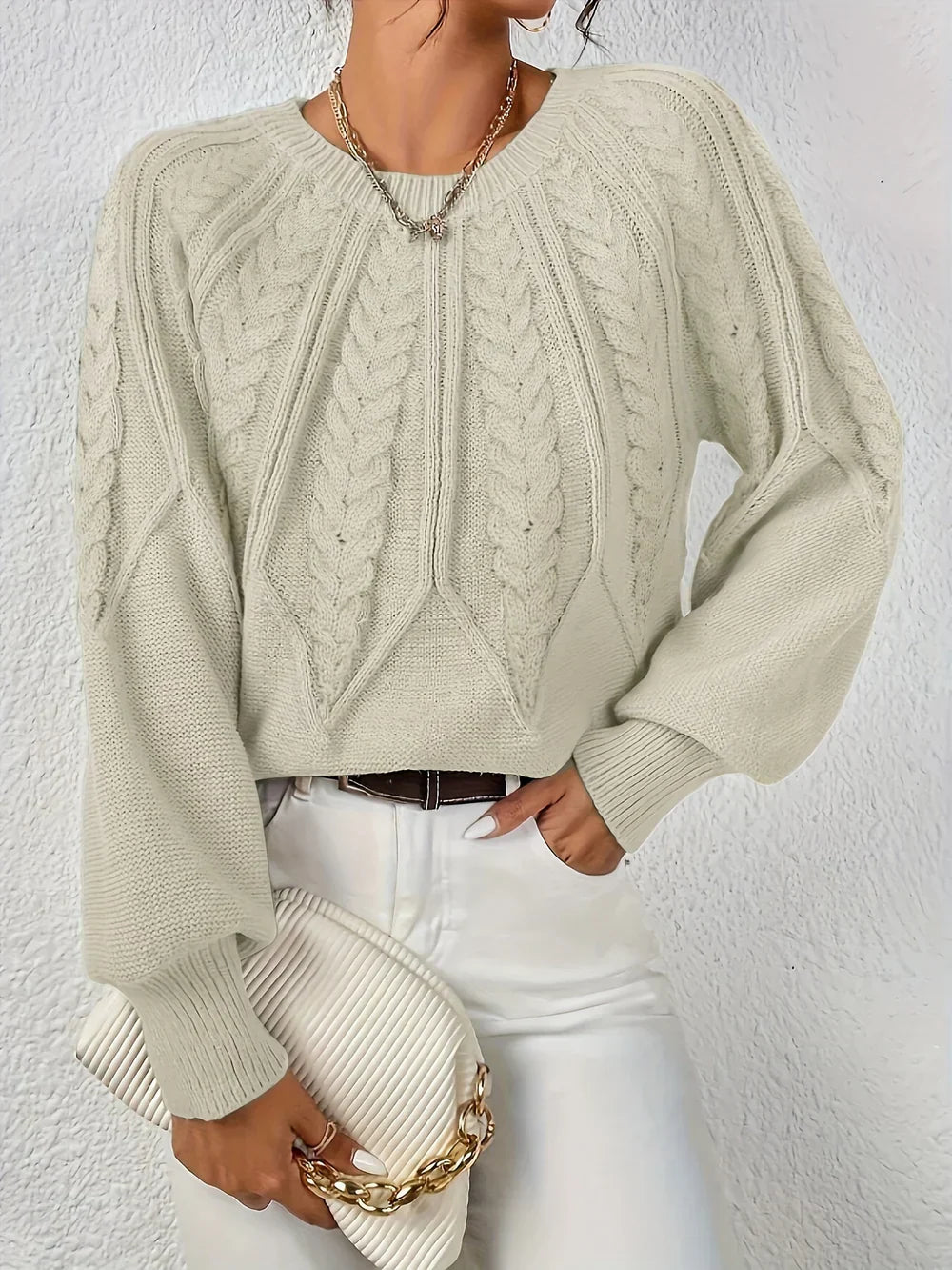 Elowen™ - Chic Cable Knit Sweater