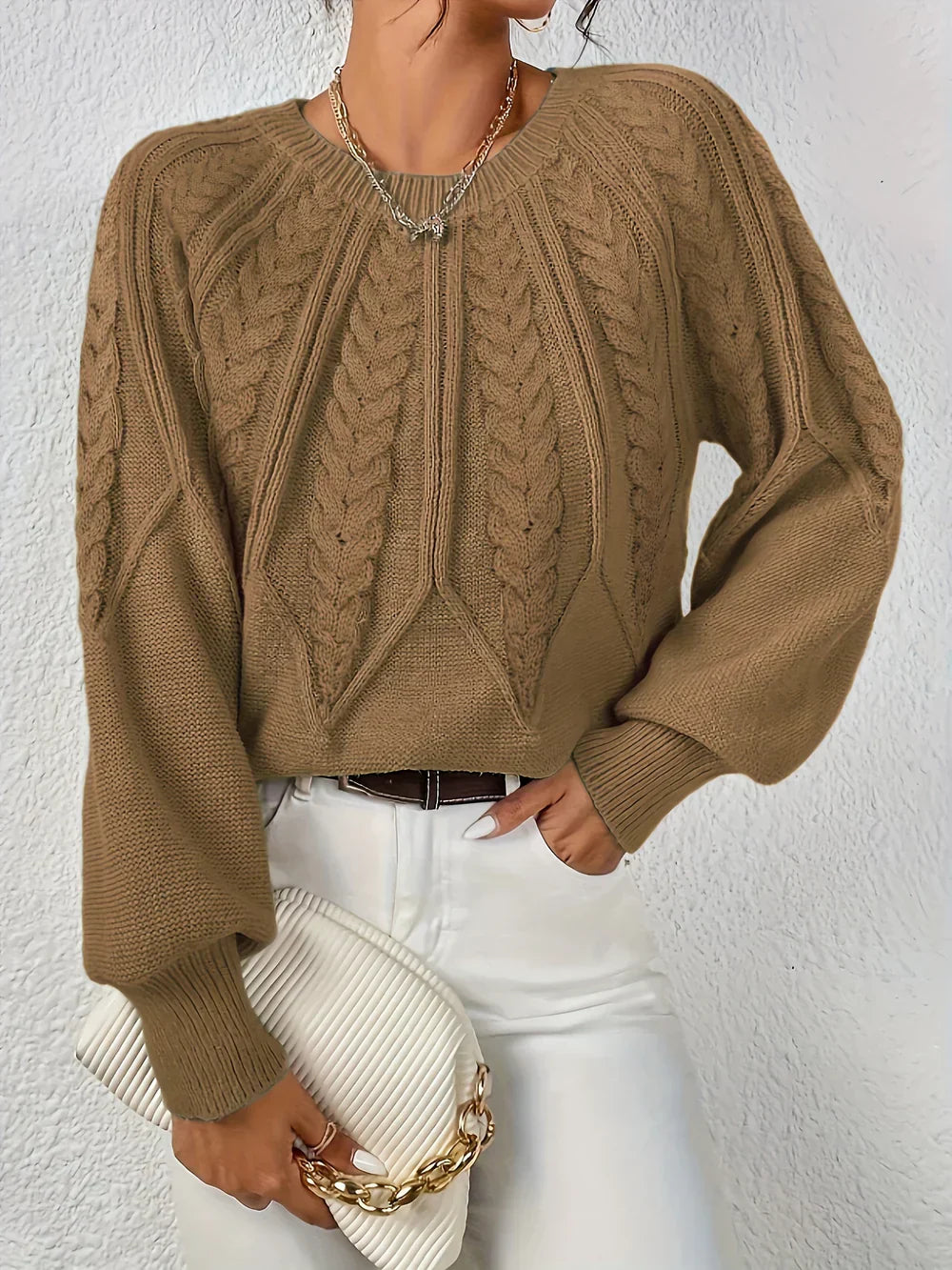 Elowen™ - Chic Cable Knit Sweater