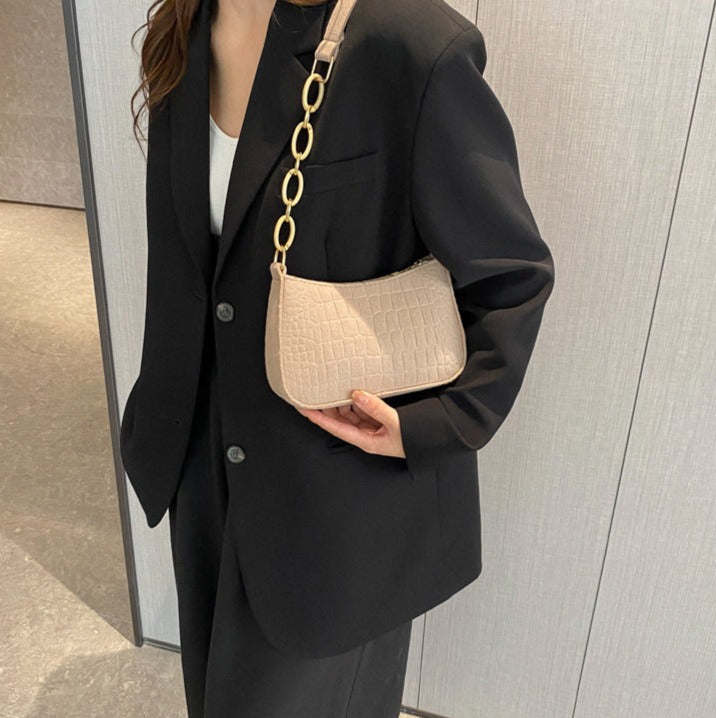 Aurelia™ - Croc Textured Shoulder Bag