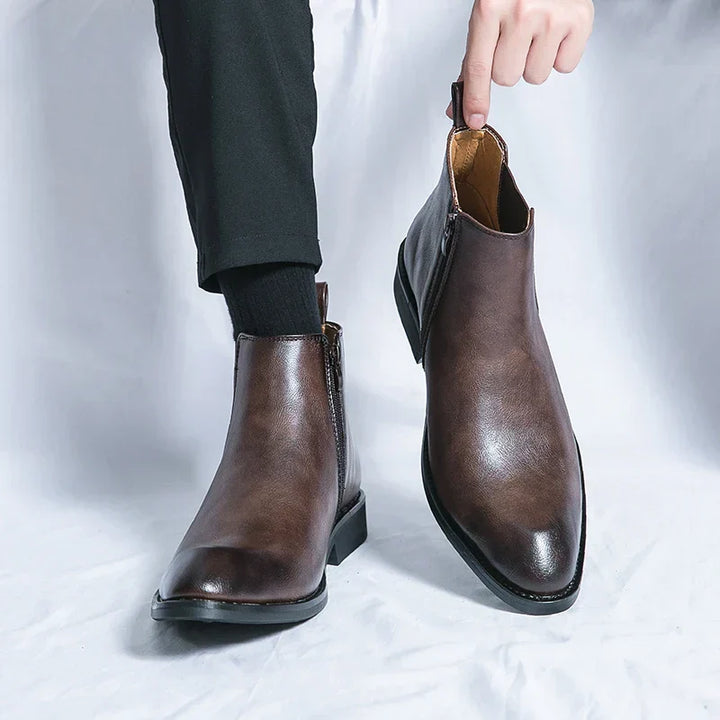 Edward | Zipped Leather Chelsea Boots